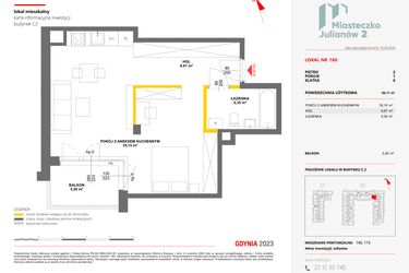 Rzut - Mieszkanie na sprzedaż 1 pokój o powierzchni 49,17 m² - numer 160 w Miasteczko Julianów etap 2