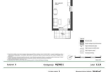 Rzut - Mieszkanie na sprzedaż 1 pokój o powierzchni 29,6 m² - numer E.1.9 w Nowy Świat Ostoja etap II - EFG