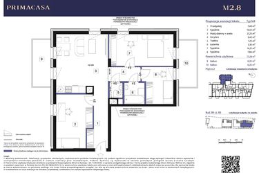 Rzut - Mieszkanie na sprzedaż 4 pokoje o powierzchni 72,28 m² - numer B3 – M2.8 w Primacasa