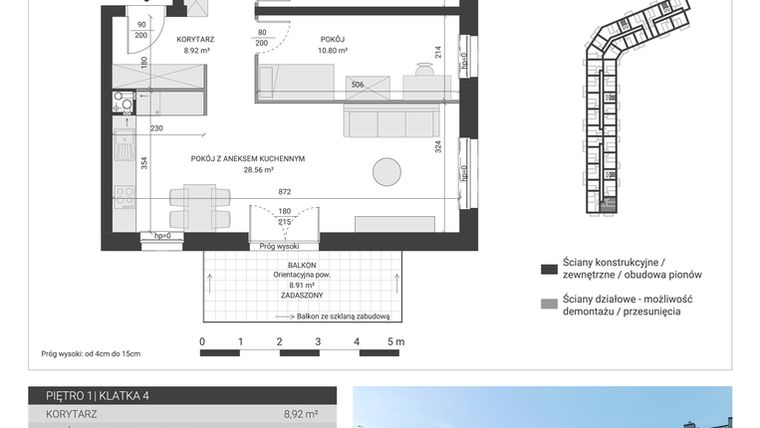Rzut - Mieszkanie na sprzedaż 3 pokoje o powierzchni 65,02 m² - numer 96 w Ignatki Forest etap II