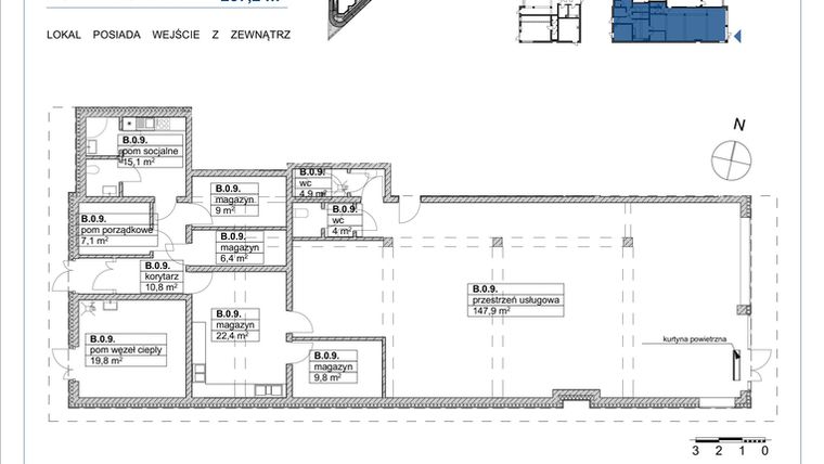 Rzut - Mieszkanie na sprzedaż 11 pokoi o powierzchni 257,2 m² - numer B.09 w Reda City
