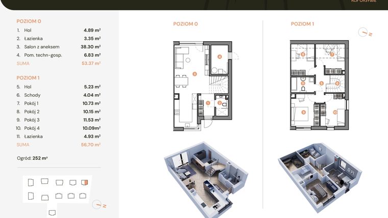Rzut - Dom na sprzedaż 5 pokoi o powierzchni 110,08 m² - numer 1b w Klif Oksywie