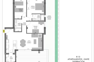 Rzut - Dom na sprzedaż 3 pokoje o powierzchni 95,8 m² - numer 0-3 w Domy w zamku Montemar - 44815514