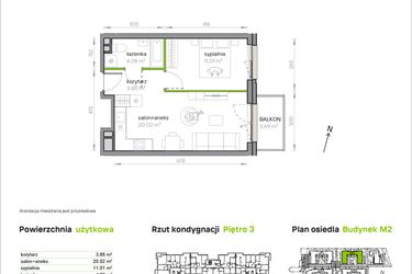 Rzut - Mieszkanie na sprzedaż 2 pokoje o powierzchni 39,16 m² - numer M2/1/3/32 w Przy Parku Vita