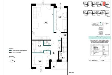 Rzut - Mieszkanie na sprzedaż 3 pokoje o powierzchni 67,17 m² - numer 63-1 w Błonie Bosco