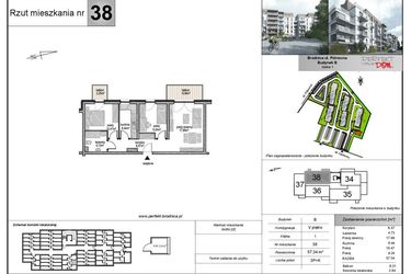 Rzut - Mieszkanie na sprzedaż 3 pokoje o powierzchni 57 m² - numer B.38 w Osiedle Północ III i IV