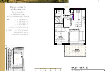 Rzut - Mieszkanie na sprzedaż 2 pokoje o powierzchni 36,21 m² - numer E.1.6 w Panorama Bańgów Etap II