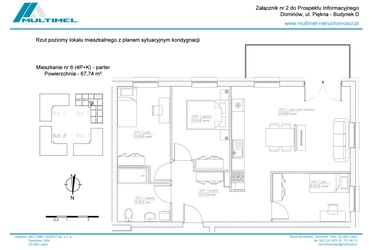 Rzut - Mieszkanie na sprzedaż 4 pokoje o powierzchni 67,74 m² - numer 6D w Dominów Rynek