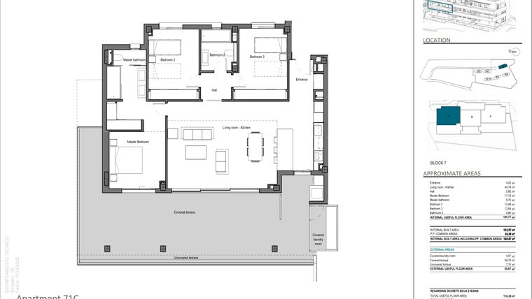Rzut - Mieszkanie na sprzedaż 3 pokoje o powierzchni 105,77 m² - numer 71C w Quintessence - Marbella