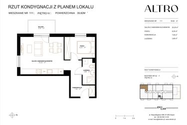 Rzut - Mieszkanie na sprzedaż 2 pokoje o powierzchni 39,82 m² - numer A2.1.111 w Altro A2/1