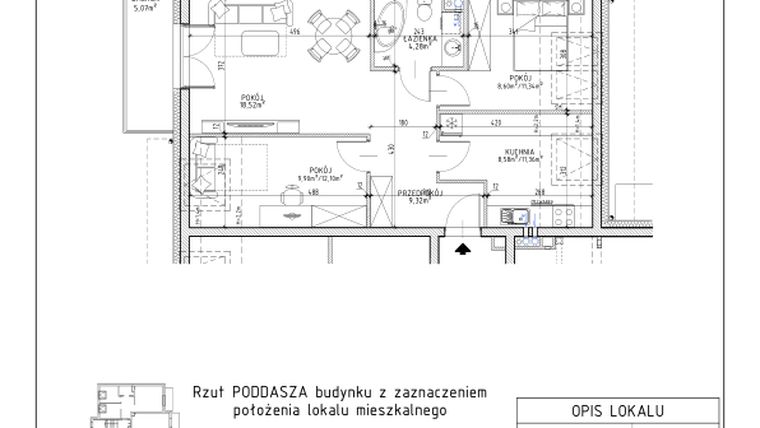 Rzut - Mieszkanie na sprzedaż 3 pokoje o powierzchni 59,2 m² - numer 40 w Osiedle OdNowa K4