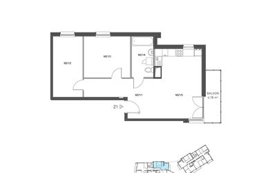 Rzut - Mieszkanie na sprzedaż 3 pokoje o powierzchni 63,03 m² - numer 21 w Wzgórze Krzemionki II