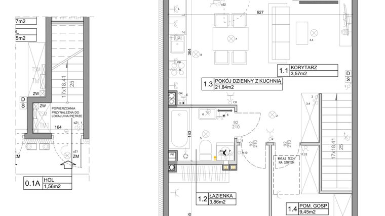 Rzut - Mieszkanie na sprzedaż 3 pokoje o powierzchni 58,82 m² - numer 48 w Manufaktura Marki 2 etap III