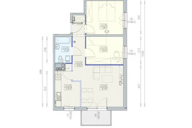 Rzut - Mieszkanie na sprzedaż 3 pokoje o powierzchni 58,35 m² - numer K1 3/5/2/3k w Południk 17 - budynek K1