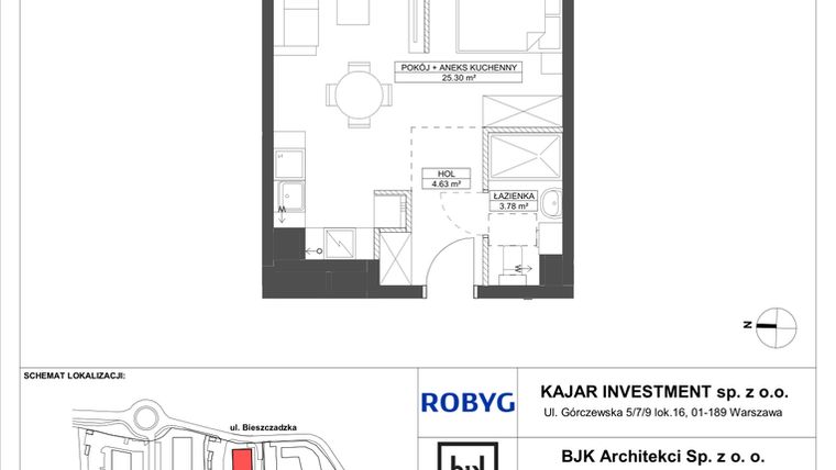 Rzut - Mieszkanie na sprzedaż 1 pokój o powierzchni 33,71 m² - numer C.2M04 w Foresteria