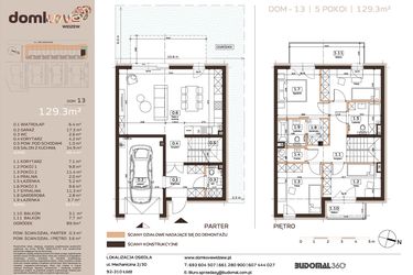 Rzut - Dom na sprzedaż 5 pokoi o powierzchni 129,3 m² - numer 13 w Domkove Widzew etap 2