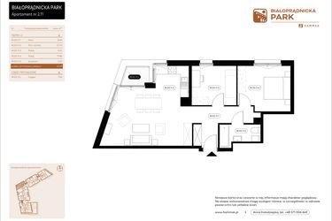 Rzut - Mieszkanie na sprzedaż 3 pokoje o powierzchni 61,09 m² - numer 2.11 w Białoprądnicka Park