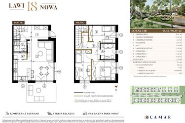 Rzut - Mieszkanie na sprzedaż 4 pokoje o powierzchni 95,1 m² - numer 14B w Lawinowa 18 - Etap III