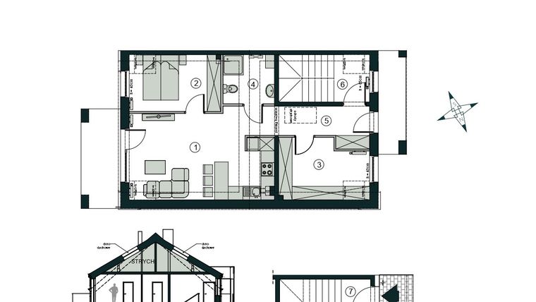 Rzut - Mieszkanie na sprzedaż 3 pokoje o powierzchni 66,28 m² - numer M2 w Aleja Wiśniowa Pogórze
