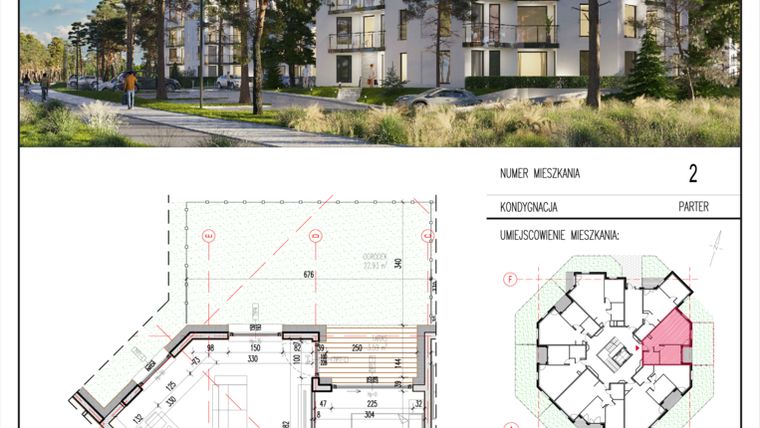 Rzut - Mieszkanie na sprzedaż 2 pokoje o powierzchni 42,89 m² - numer 2 w Grasera 12