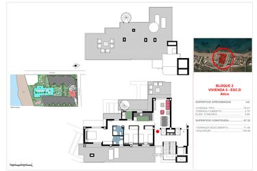 Rzut - Mieszkanie na sprzedaż 3 pokoje o powierzchni 87,32 m² - numer ATICO D-4 w Apartamenty w Dénia - 14051638