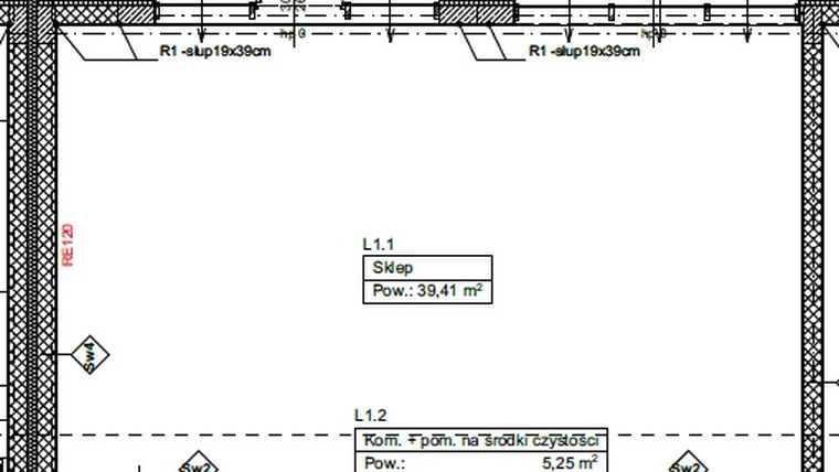 Rzut - Lokal użytkowy na sprzedaż 3 pokoje o powierzchni 53,4 m² - numer L1 w Zielone Tarasy