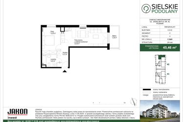 Rzut - Mieszkanie na sprzedaż 2 pokoje o powierzchni 45,35 m² - numer C.B45 w Sielskie Podolany II
