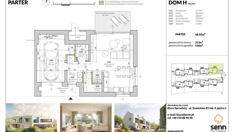 Rzut - Dom na sprzedaż 5 pokoi o powierzchni 124,28 m² - numer H w Osiedle Kwiatów Polskich etap 2