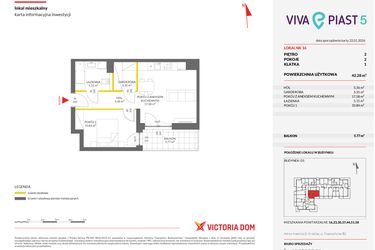 Rzut - Mieszkanie na sprzedaż 2 pokoje o powierzchni 42,19 m² - numer A.16 w Viva Piast 5