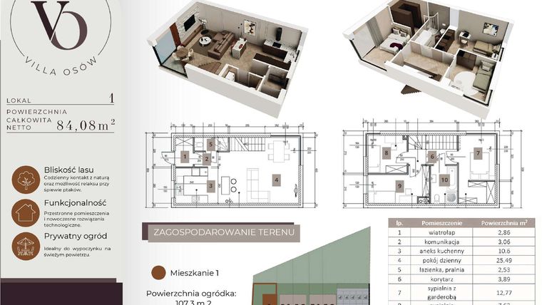 Rzut - Dom na sprzedaż 4 pokoje o powierzchni 101,08 m² - numer 1 w Villa Osów