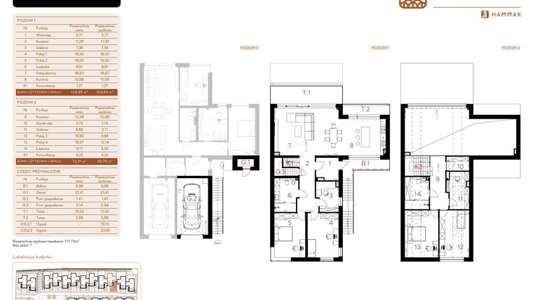 Rzut - Mieszkanie na sprzedaż 7 pokoi o powierzchni 171,73 m² - numer 10.2 w Kosocicka Forest