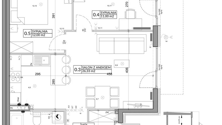 Rzut - Mieszkanie na sprzedaż 3 pokoje o powierzchni 61,95 m² - numer 34A w Osiedle Młodych etap IV