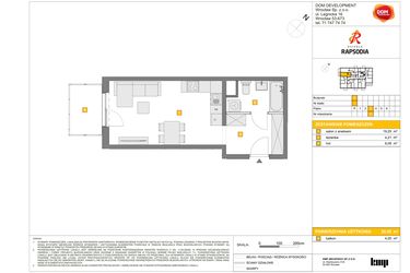 Rzut - Mieszkanie na sprzedaż 1 pokój o powierzchni 29,55 m² - numer D.23 w Osiedle Rapsodia etap 2