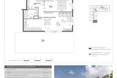 Rzut - Mieszkanie na sprzedaż 2 pokoje o powierzchni 46,95 m² - numer M21 w Modern House II