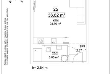 Rzut - Mieszkanie na sprzedaż 1 pokój o powierzchni 36,62 m² - numer 25 w Osiedle Teatralne 19