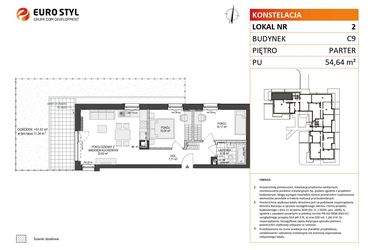 Rzut - Mieszkanie na sprzedaż 3 pokoje o powierzchni 54,64 m² - numer C9.2 w Konstelacja etap V