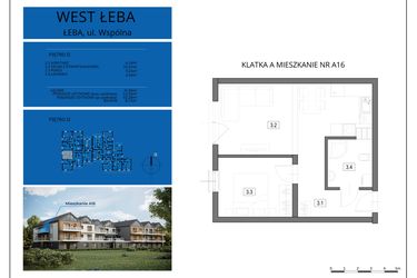 Rzut - Mieszkanie na sprzedaż 2 pokoje o powierzchni 54,03 m² - numer A16 w West Łeba