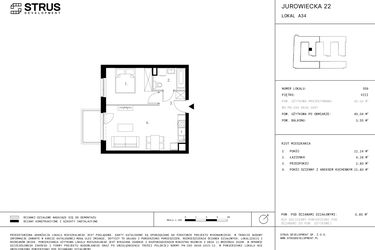 Rzut - Mieszkanie na sprzedaż 2 pokoje o powierzchni 40,04 m² - numer 8.A34-359 w Jurowiecka 22