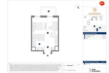 Rzut - Mieszkanie na sprzedaż 1 pokój o powierzchni 30,34 m² - numer B95 w Apartamenty Park Matecznego Etap 1