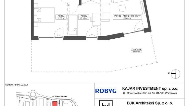 Rzut - Mieszkanie na sprzedaż 3 pokoje o powierzchni 64,6 m² - numer C.0M15 w Foresteria
