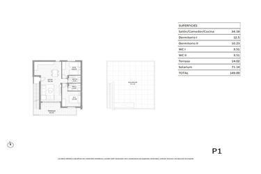 Rzut - Dom na sprzedaż 2 pokoje o powierzchni 63,93 m² - numer 1-112 w Domy w San Miguel de Salinas - 87172235