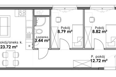 Rzut - Mieszkanie na sprzedaż 4 pokoje o powierzchni 71,62 m² - numer C2-65 w Slow City