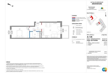 Rzut - Mieszkanie na sprzedaż 2 pokoje o powierzchni 44,56 m² - numer A.1.06 w My Forest