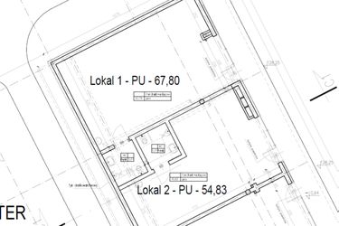 Rzut - Lokal użytkowy na sprzedaż 1 pokój o powierzchni 121,41 m² - numer U1+U2 w Apartamenty Antoniuk