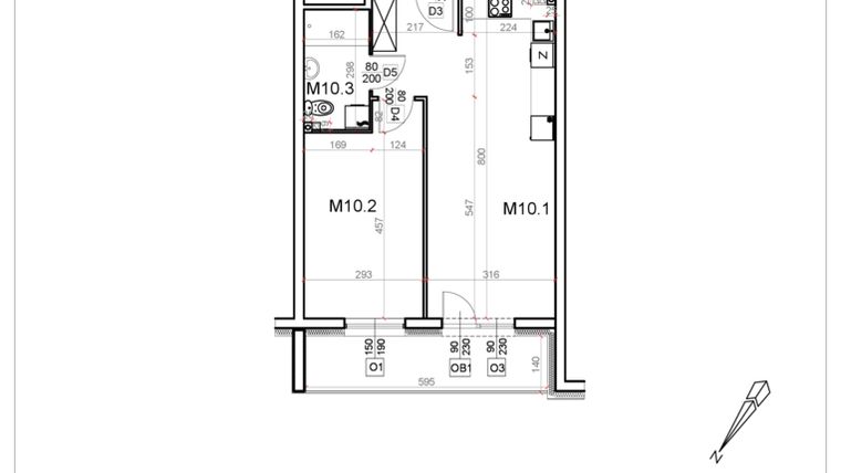 Rzut - Mieszkanie na sprzedaż 2 pokoje o powierzchni 47,73 m² - numer 10 w Malinowa Osiedle Borek