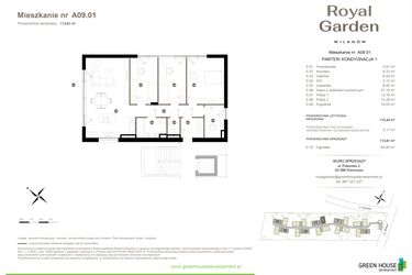 Rzut - Mieszkanie na sprzedaż 5 pokoi o powierzchni 110,44 m² - numer A09.01 w Royal Garden Wilanów Apartamenty