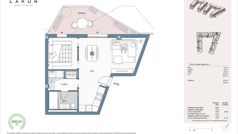 Rzut - Mieszkanie na sprzedaż 1 pokój o powierzchni 48,13 m² - numer LK33D w Lakun