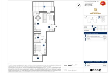 Rzut - Mieszkanie na sprzedaż 2 pokoje o powierzchni 48,13 m² - numer G-36 w Apartamenty Park Matecznego Etap 2