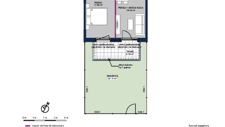 Rzut - Mieszkanie na sprzedaż 2 pokoje o powierzchni 36,4 m² - numer 200 w Moja Północna Etap III