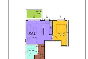 Rzut - Mieszkanie na sprzedaż 2 pokoje o powierzchni 41,64 m² - numer A27 w Osiedle Zuchów